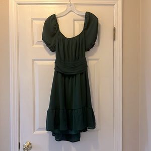 Forest Green Midi Dress with cap sleeves